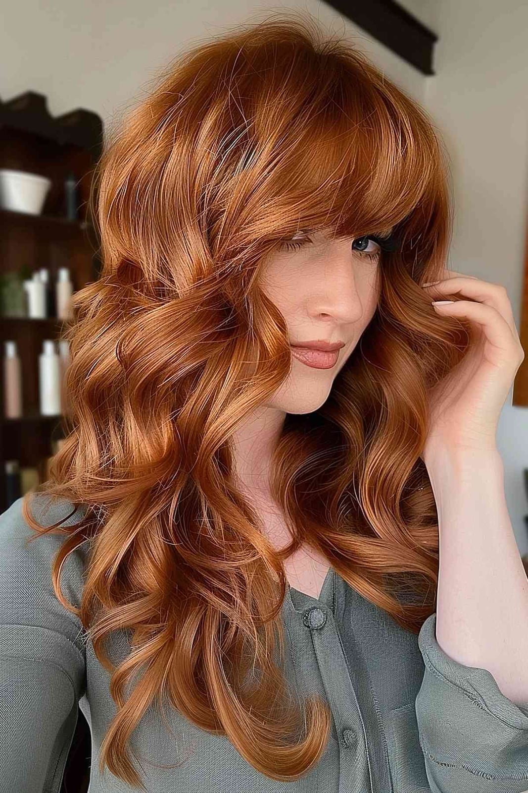 Auburn Red With Curtain Bangs Auburn Red With Curtain Bangs — Aesthetic Red Hair