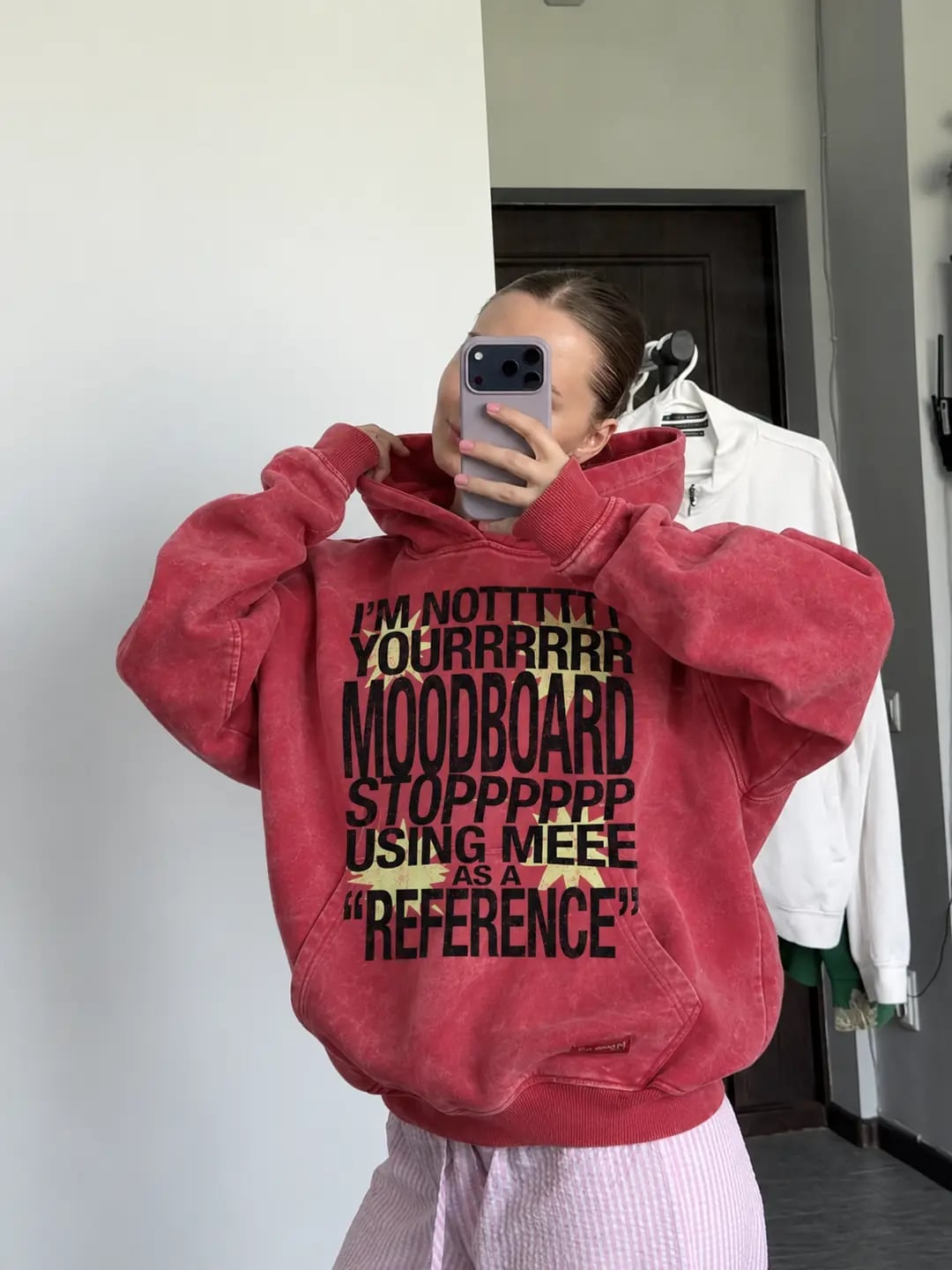 Vintage Wash Red Hoodie with Graphic Text — Aesthetic Red Hoodie Outfit