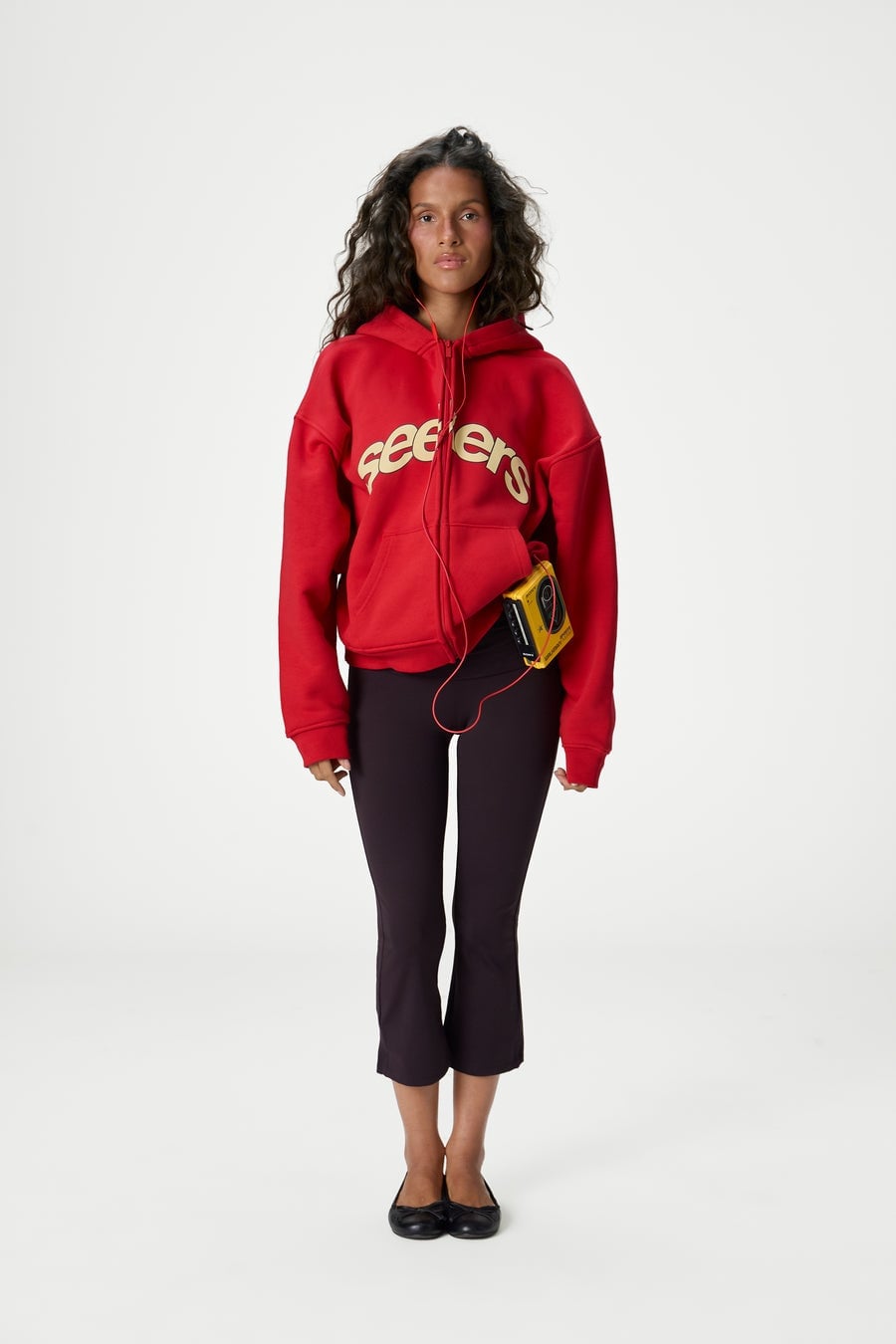 Red Zip-Up Hoodie with Flared Cropped Pants — Aesthetic Red Hoodie Outfit