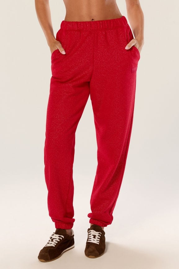 Sparkly Red Jogger Sweatpants Sparkly Red Jogger Sweatpants — Aesthetic Red Sweatpants Outfit