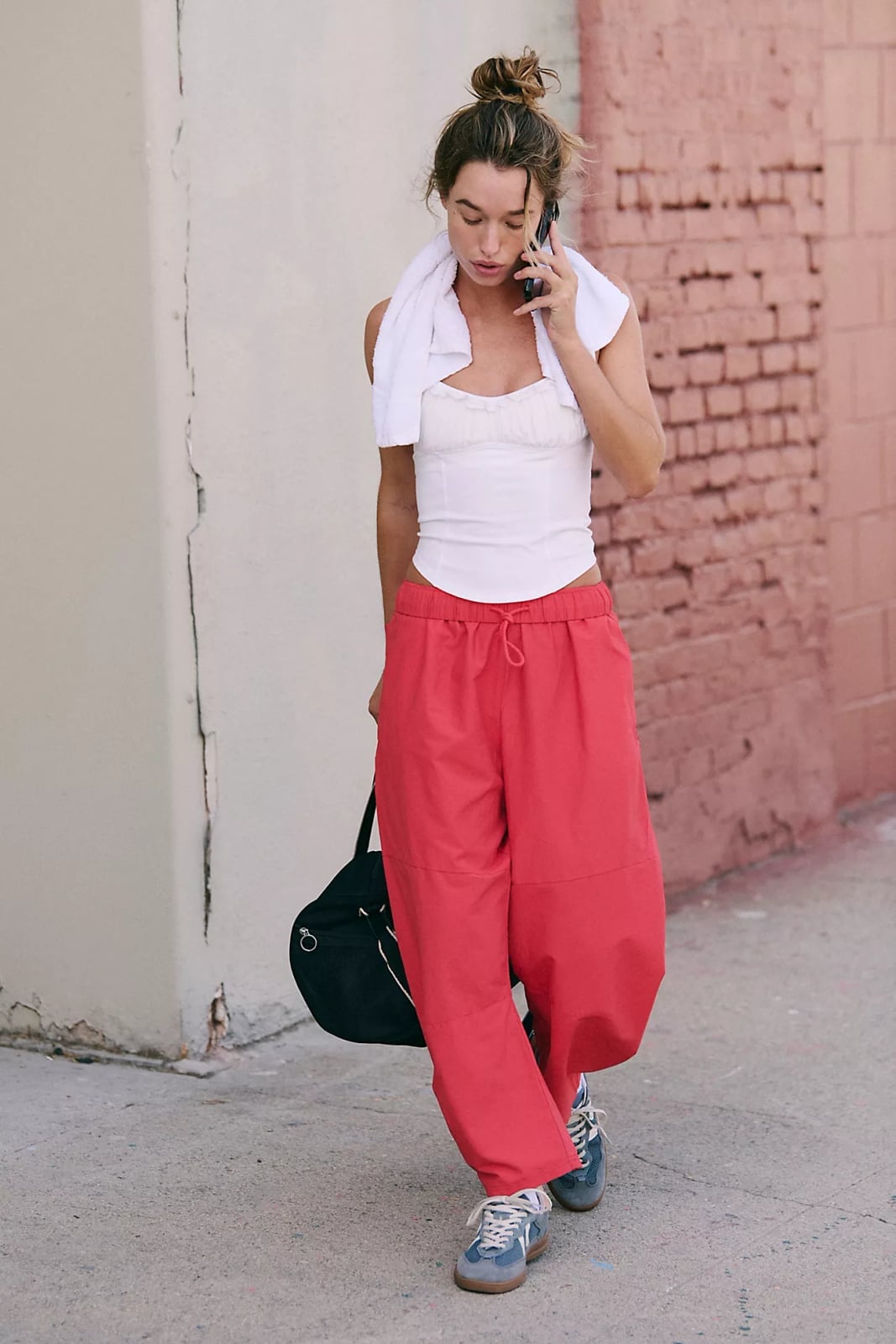 Bold Red Pants With Corset Top Bold Red Pants With Corset Top — Aesthetic Red Sweatpants Outfit