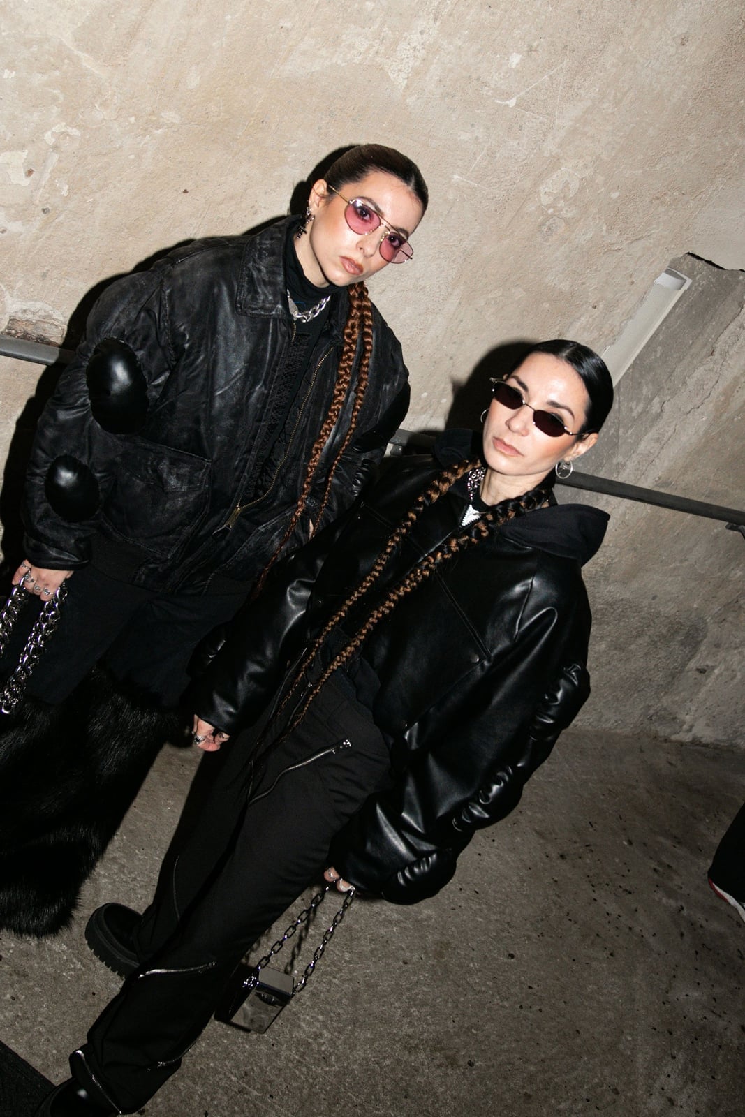Oversized Leather Jacket with Straight Leg Trousers — Aesthetic Techno Outfit