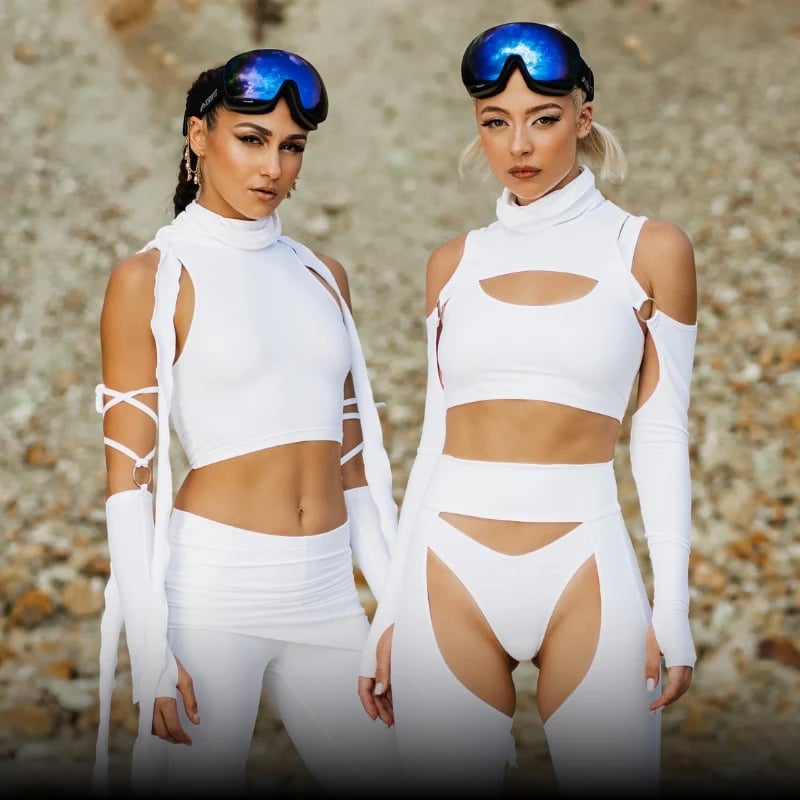 White Futuristic Outfits with Extreme Cut-Outs — Aesthetic Techno Outfit