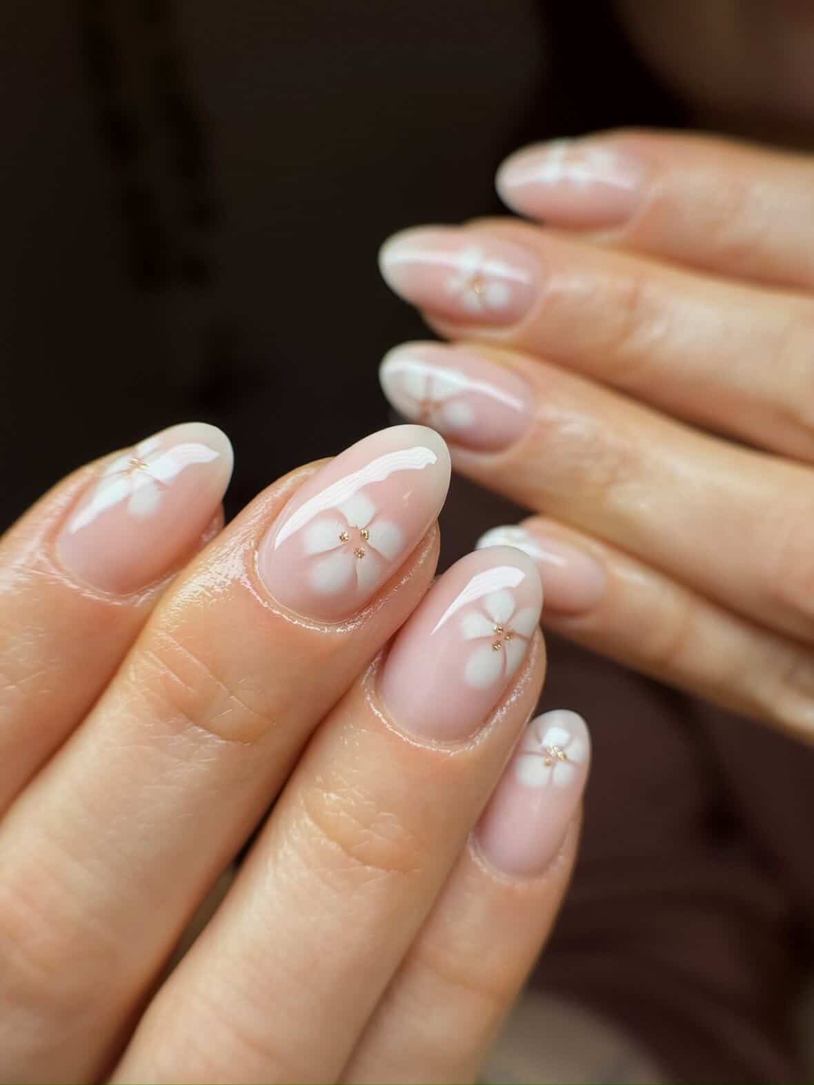Floral Art Short Almond Nails Floral Art Short Almond Nails — Aesthetic University Nails