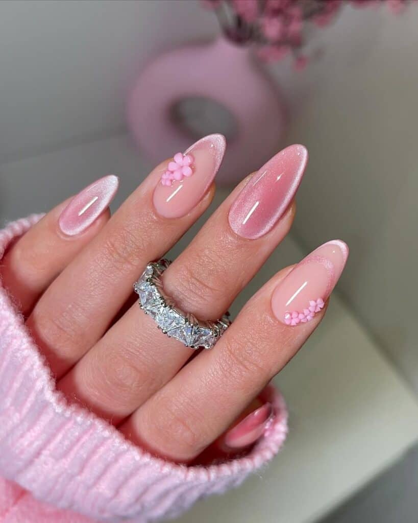 Cat Eye French Long Almond Nails Cat Eye French Long Almond Nails — Aesthetic University Nails