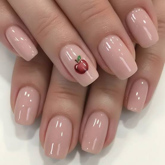Apple Accent Soft Square Nails Apple Accent Soft Square Nails — Aesthetic University Nails