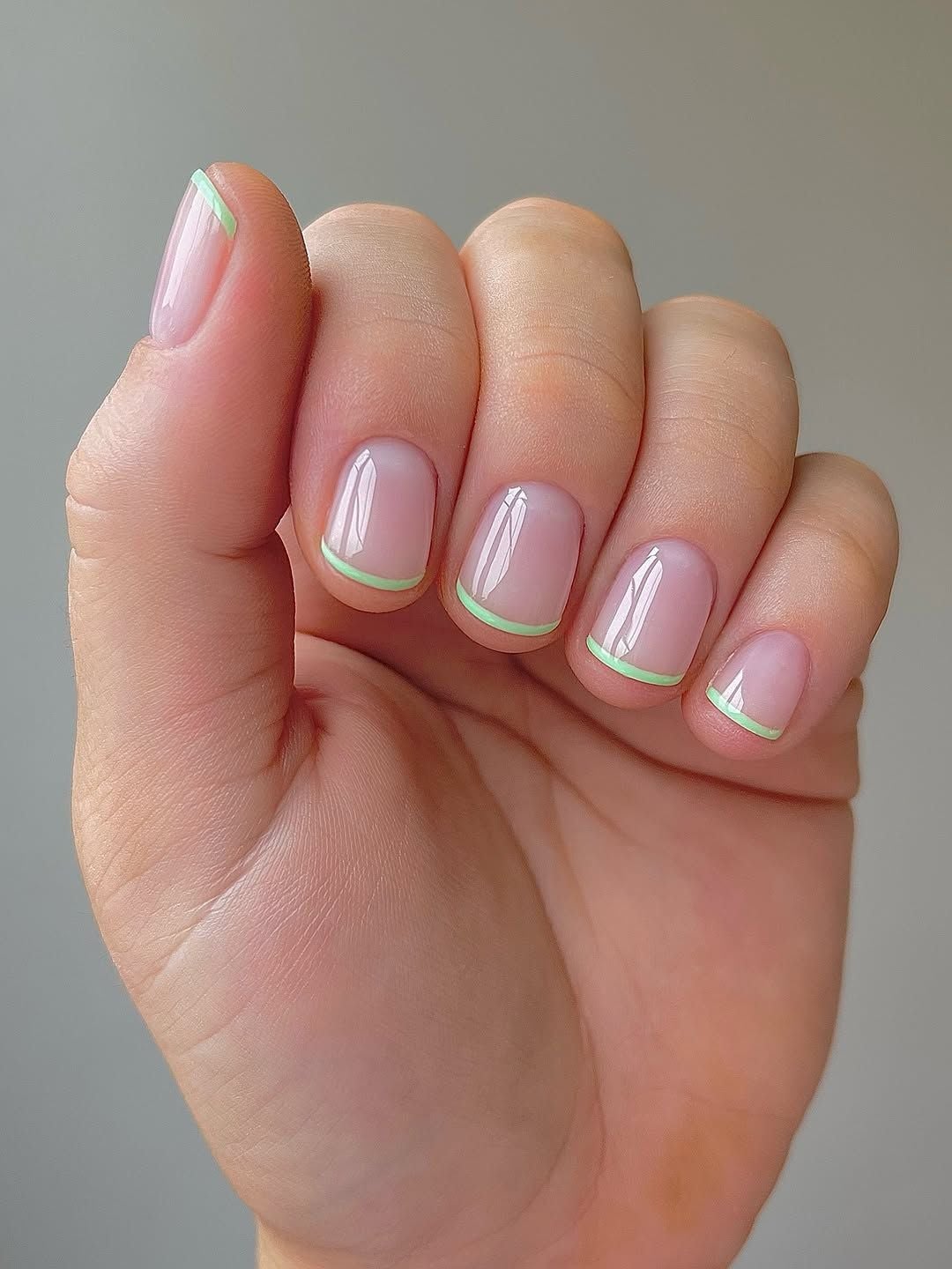 Mint Green French Short Almond Nails Mint Green French Short Almond Nails — Aesthetic University Nails