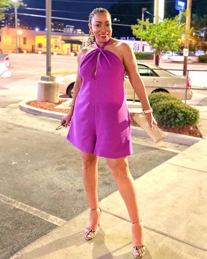 Vibrant Purple Halter Romper with Wide-Leg Shorts Vibrant Purple Halter Romper with Wide-Leg Shorts — Aesthetic Vegas Outfits