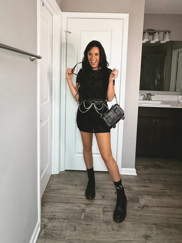 Velvet T-Shirt Dress With Chain Belt Velvet T-Shirt Dress With Chain Belt — Alt Style Inspiration