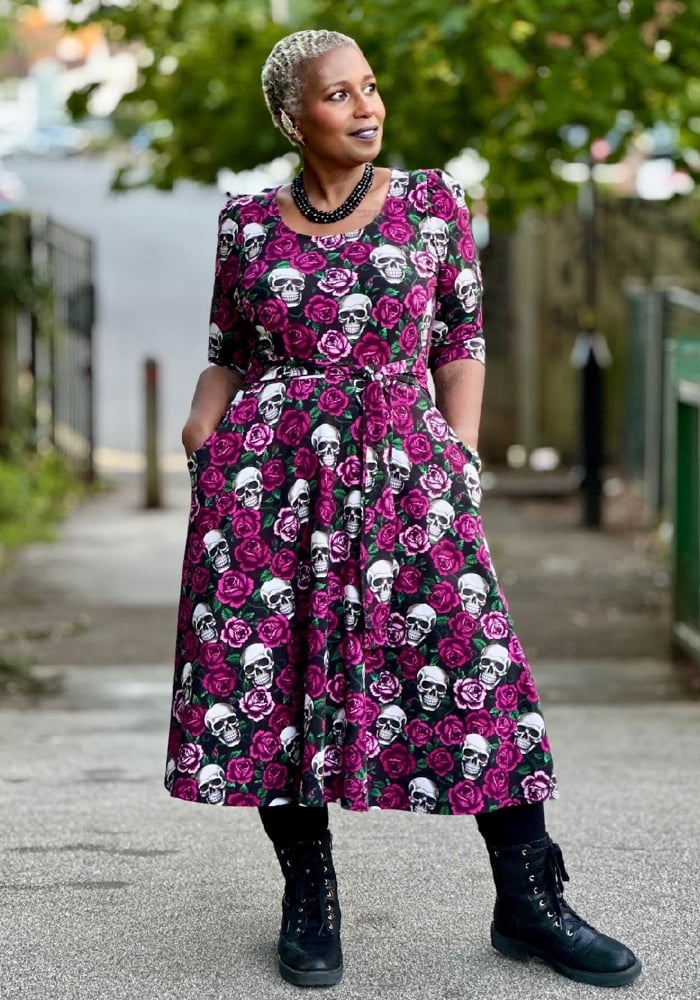 Skull Print Dress With Opaque Tights Skull Print Dress With Opaque Tights — Alt Style Inspiration