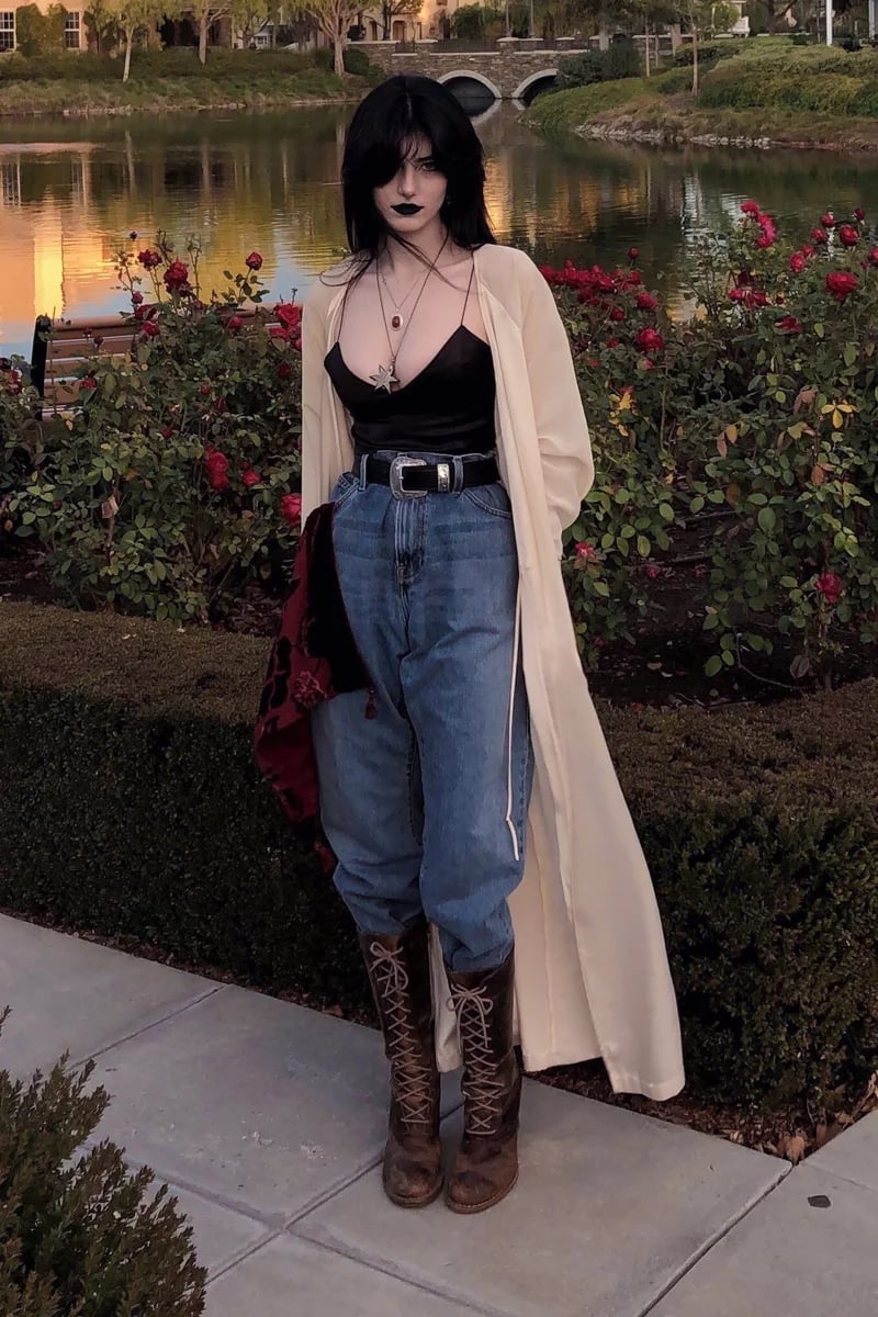 Duster Cardigan With Baggy Jeans Duster Cardigan With Baggy Jeans — Alt Style Inspiration