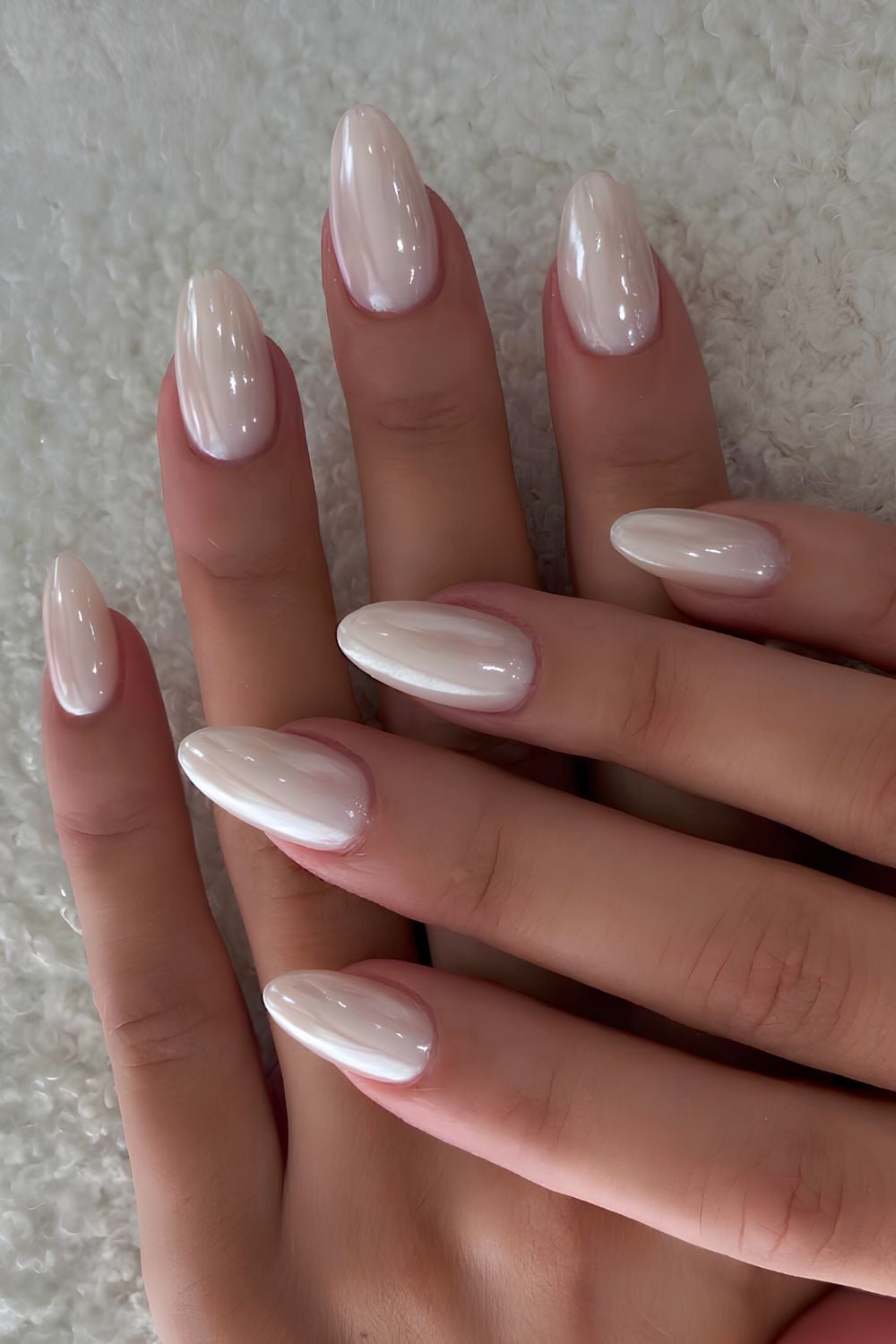 Medium Almond Nails with Pearlescent Sheen Medium Almond Nails with Pearlescent Sheen — Best Cute Almond Nails