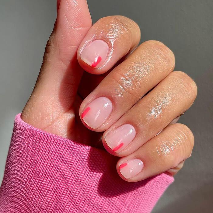 Sheer Pink Neon Line Short Square Nails Sheer Pink Neon Line Short Square Nails — Best Simple Short Nails