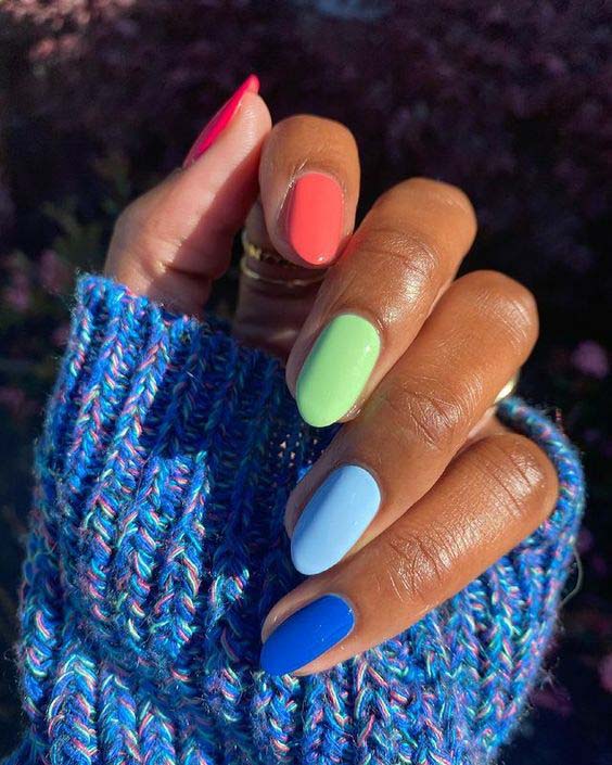 Multi-Color Glossy Short Square Nails Multi-Color Glossy Short Square Nails — Best Simple Short Nails
