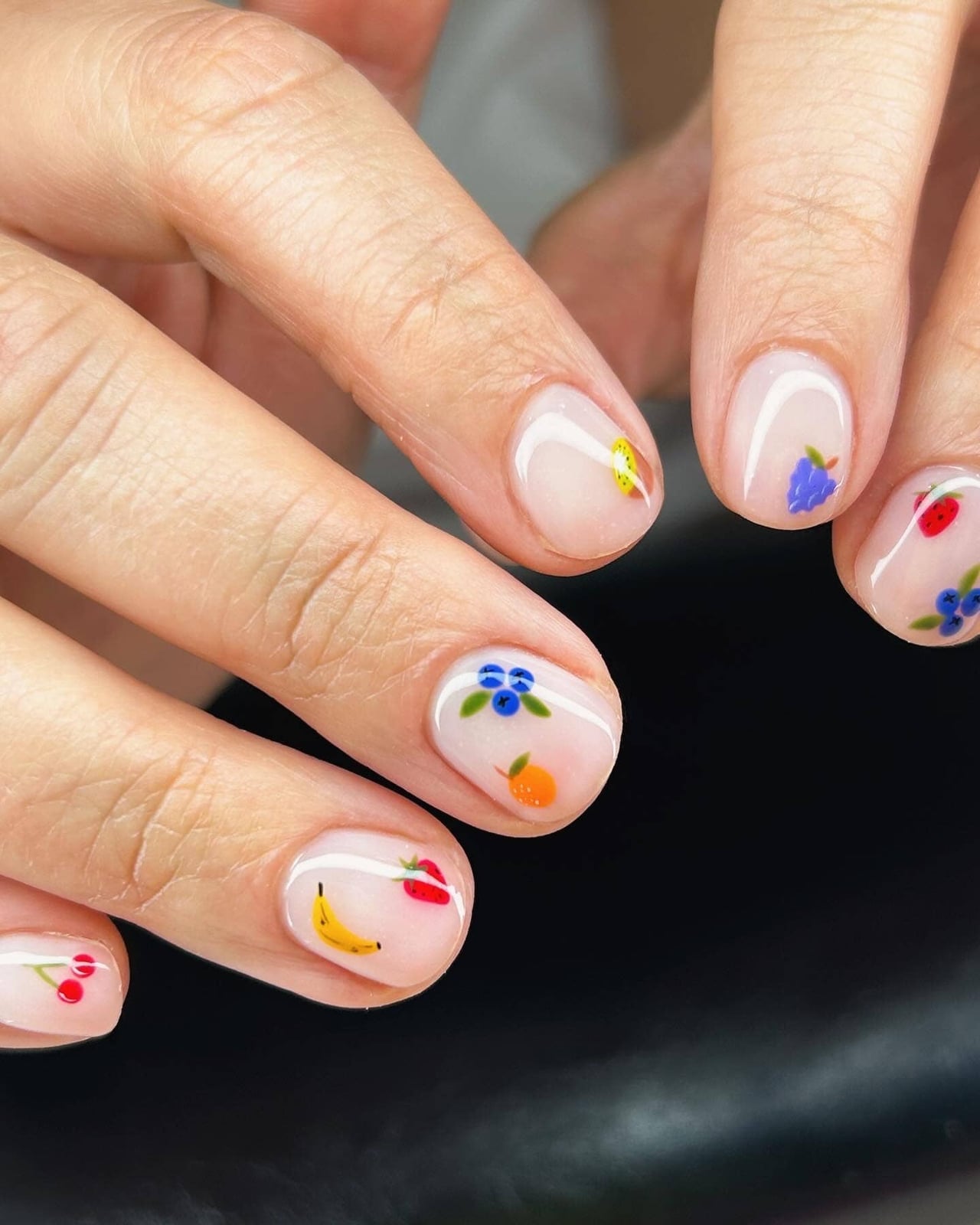 Sheer Clear Fruit Illustration Short Square Nails Sheer Clear Fruit Illustration Short Square Nails — Best Simple Short Nails