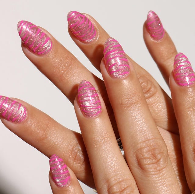 Hot Pink Zebra Stripe Shimmer Nails Hot Pink Zebra Stripe Shimmer Nails — Best Unique Nails