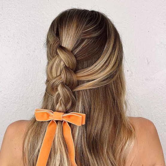 Blonde Braided Shoulder Length With Bow Blonde Braided Shoulder Length With Bow — Braids Easy Ideas