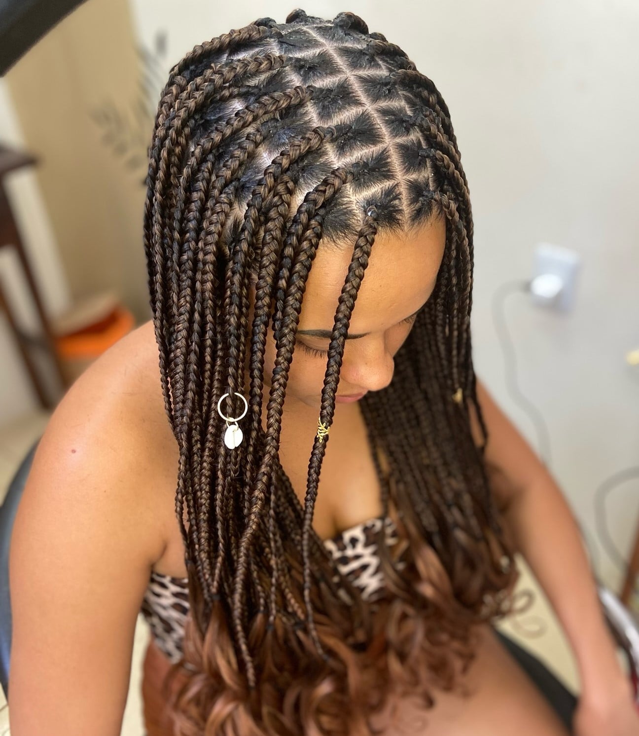Brown Box Braids With Grid Parting Brown Box Braids With Grid Parting — Braids Easy Ideas