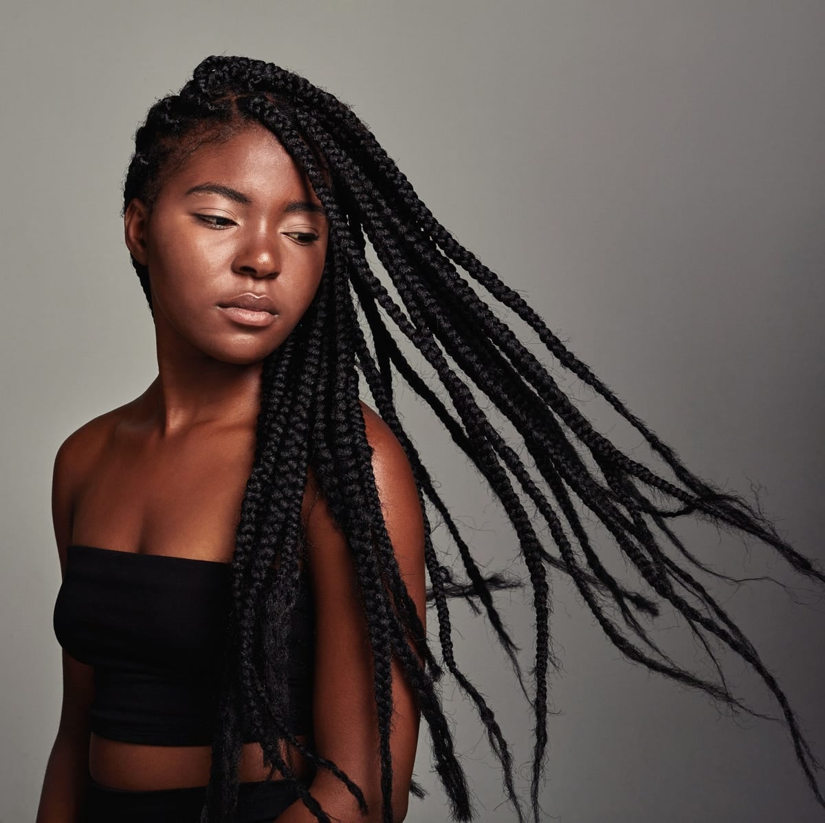 Long Flowing Black Box Braids Long Flowing Black Box Braids — Braids to the Back Ideas