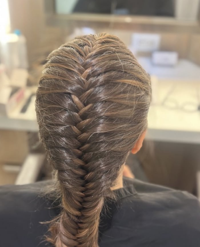 Large Blonde French Braid with Scarf Large Blonde French Braid with Scarf — Braids to the Back Ideas