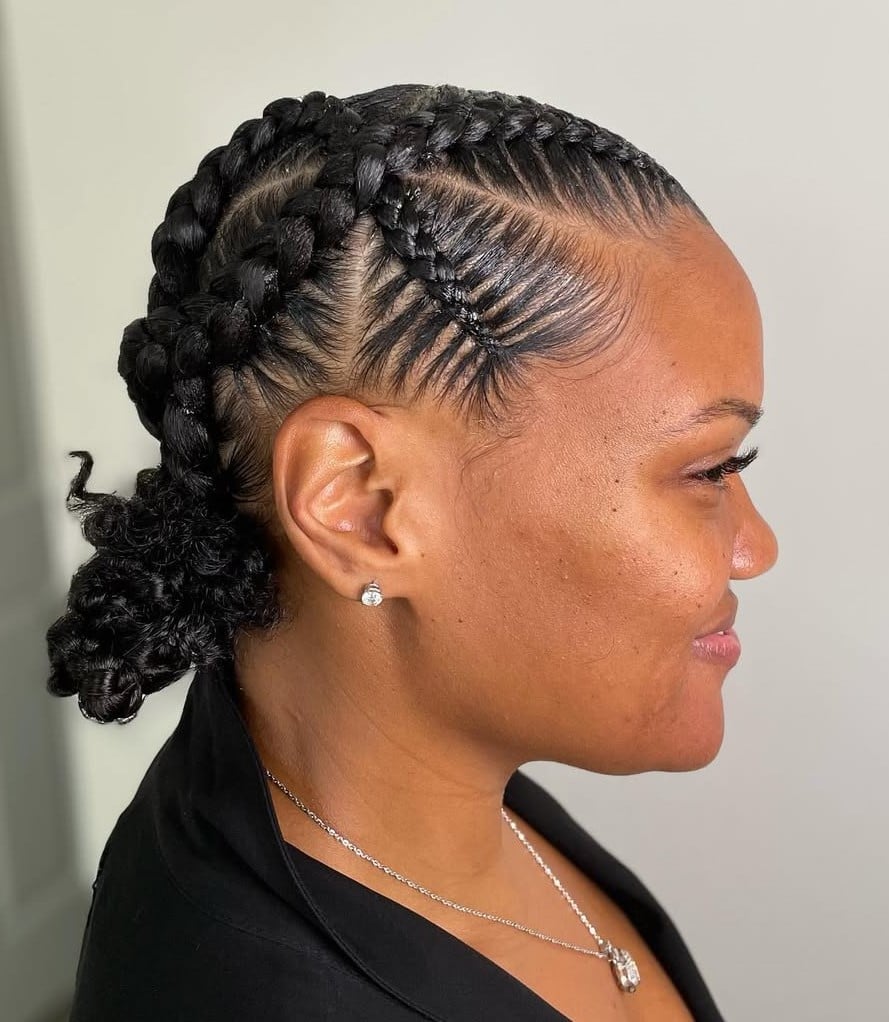 Shoulder-Length Feed-In Braids Ponytail Shoulder-Length Feed-In Braids Ponytail — Braids to the Back Ideas