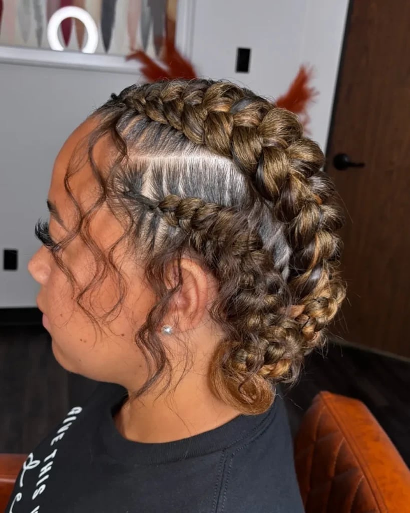 Brown Braided Crown with Wavy Tendrils Brown Braided Crown with Wavy Tendrils — Braids to the Back Ideas