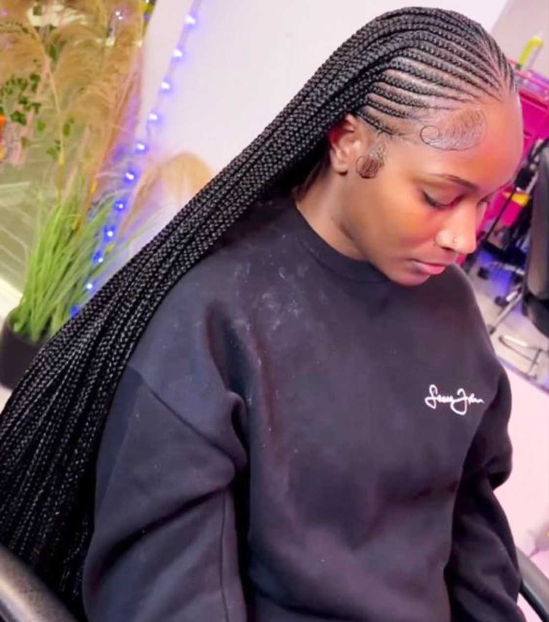 Long Sleek Black Feed-In Braids Long Sleek Black Feed-In Braids — Braids to the Back Ideas