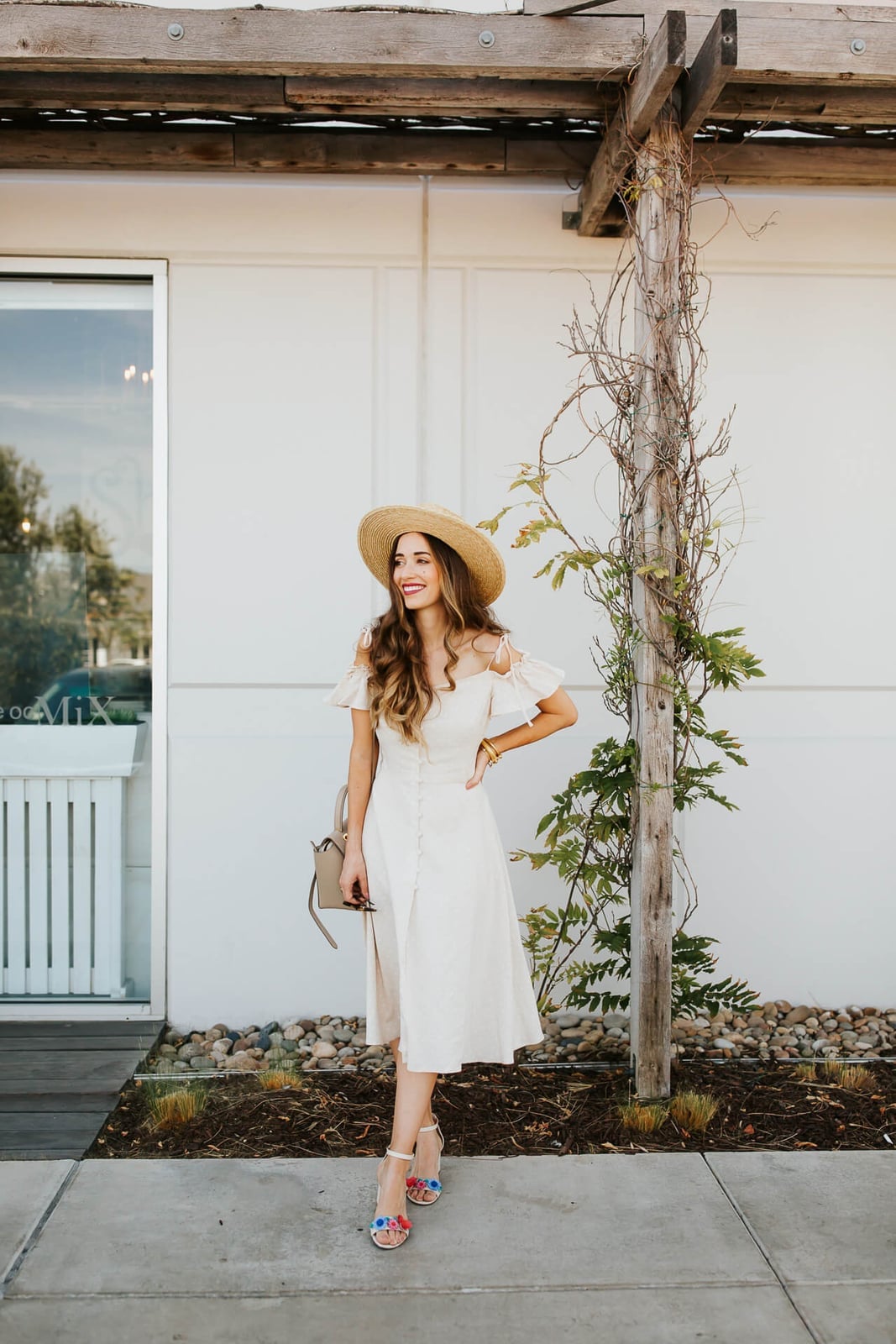 Cream Off-The-Shoulder Dress with Espadrilles — Chic Style Inspo
