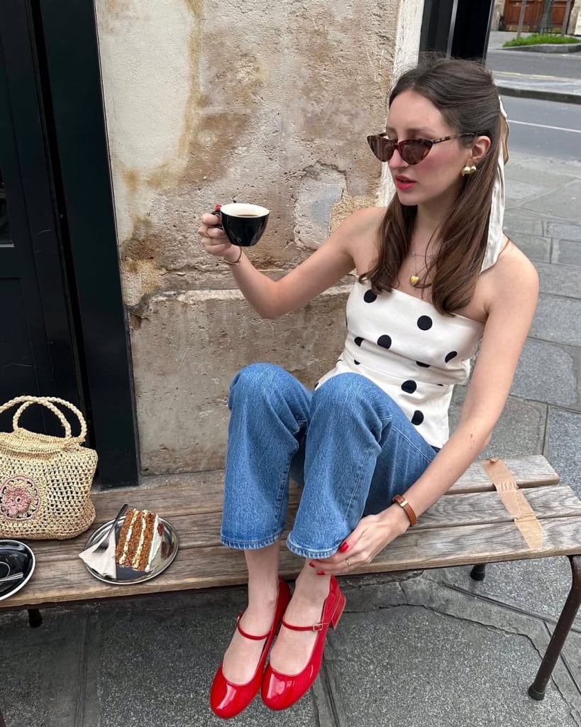 Polka Dot Top with Wide-Leg Jeans — Chic Style Inspo