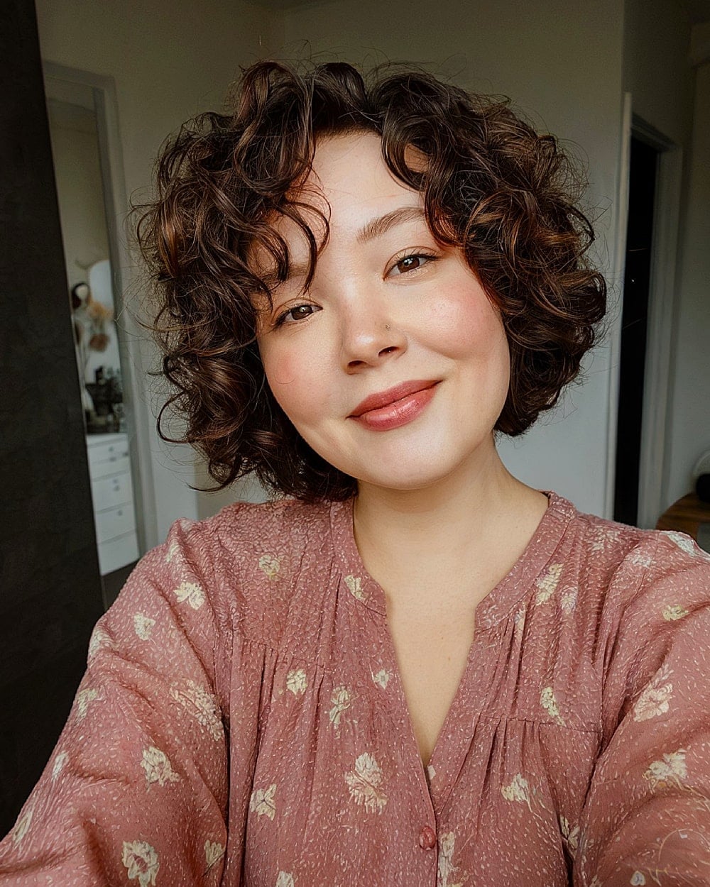 Ear To Chin Short Bob With Natural Curls Ear To Chin Short Bob With Natural Curls — Classy 3b Hair