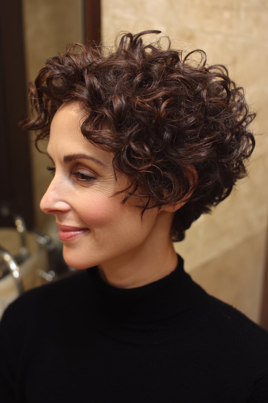 Short Layered With Textured Curls and The Length Ends Around The Ear Short Layered With Textured Curls and The Length Ends Around The Ear — Classy 3b Hair