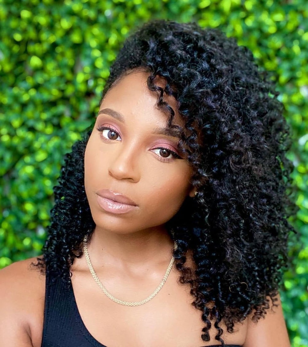 Shoulder Length Defined Curls With Side-Swept Bangs — Classy 4b Hairstyles