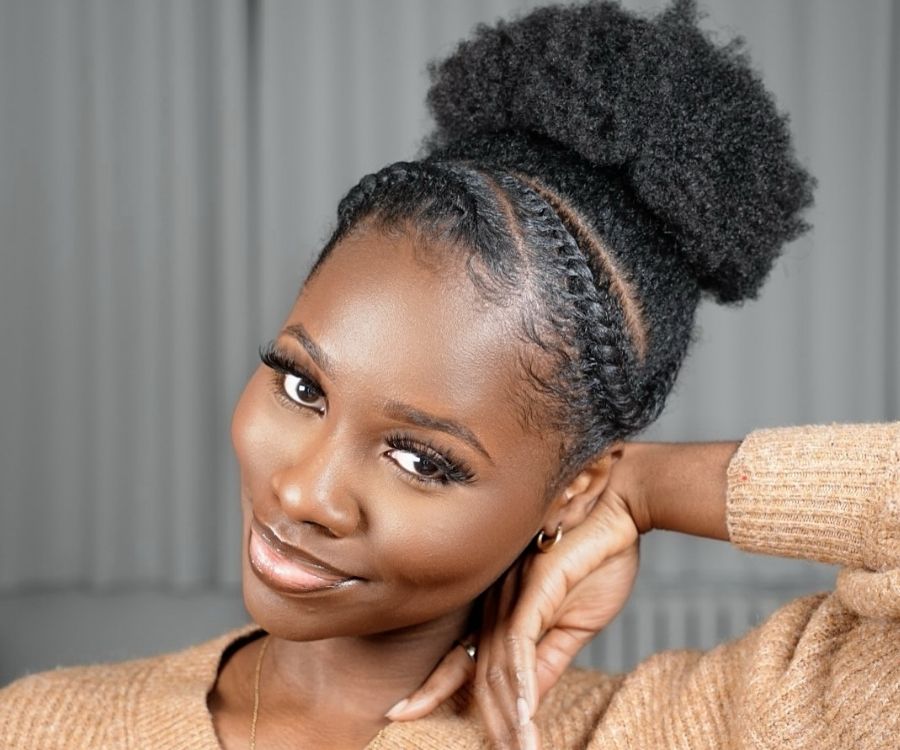 Braided Cornrows Leading to High Puff — Classy 4b Hairstyles
