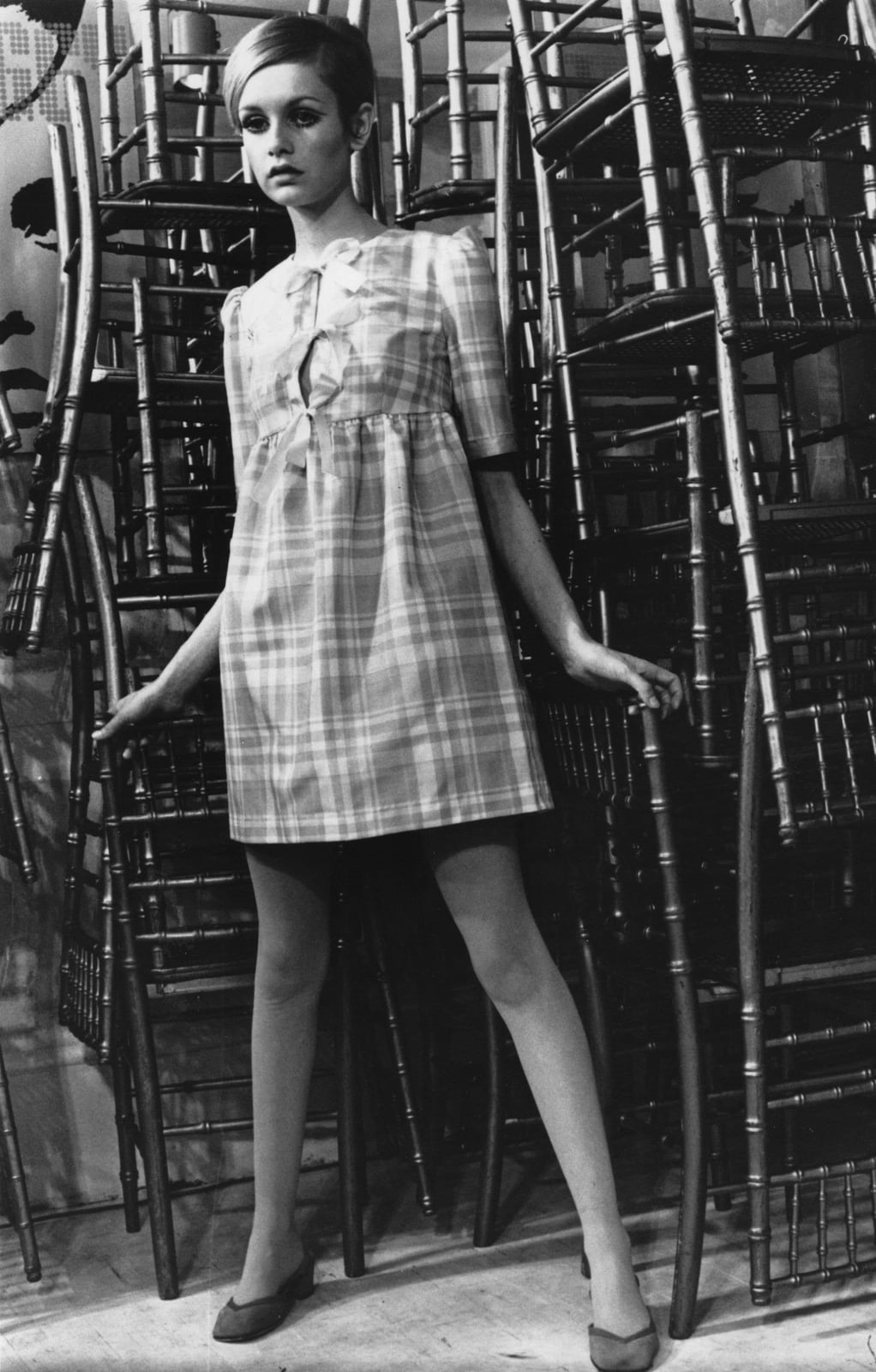 White, Pink, and Gray Plaid A-line Mini Dress White, Pink, and Gray Plaid A-line Mini Dress — Classy 60s Outfits
