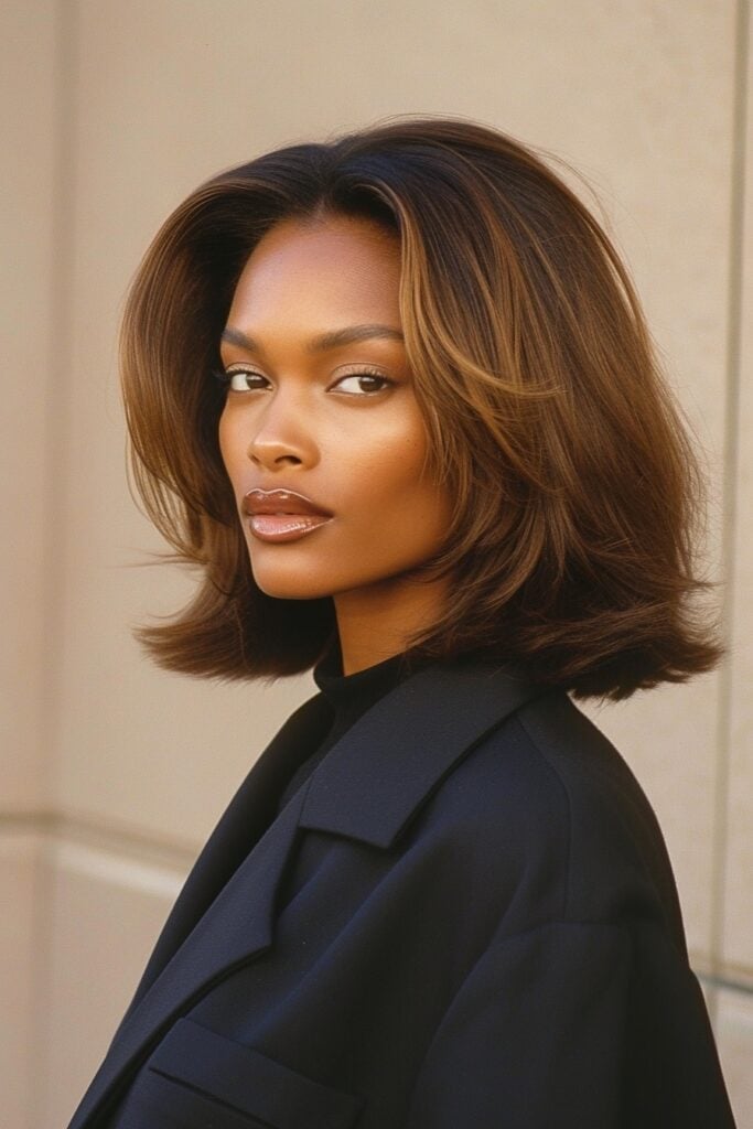Shoulder Length Bob With Voluminous Blowout Shoulder Length Bob With Voluminous Blowout — Classy 90s Blowout Hair