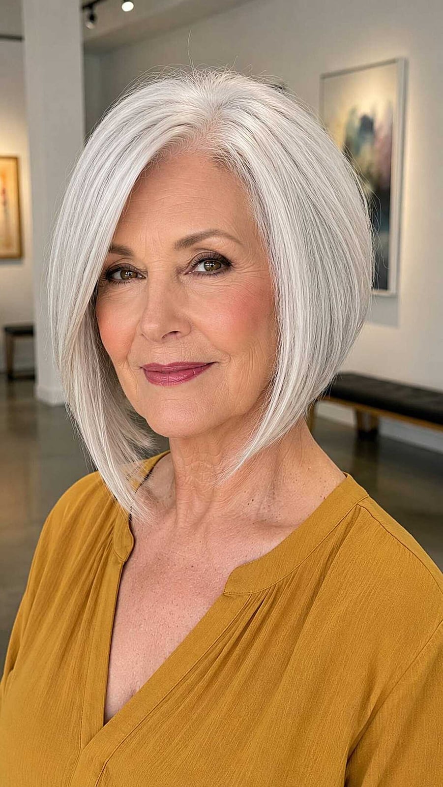 Classic Silver Gray A-Line Bob Classic Silver Gray A-Line Bob — Classy A-Line Bob
