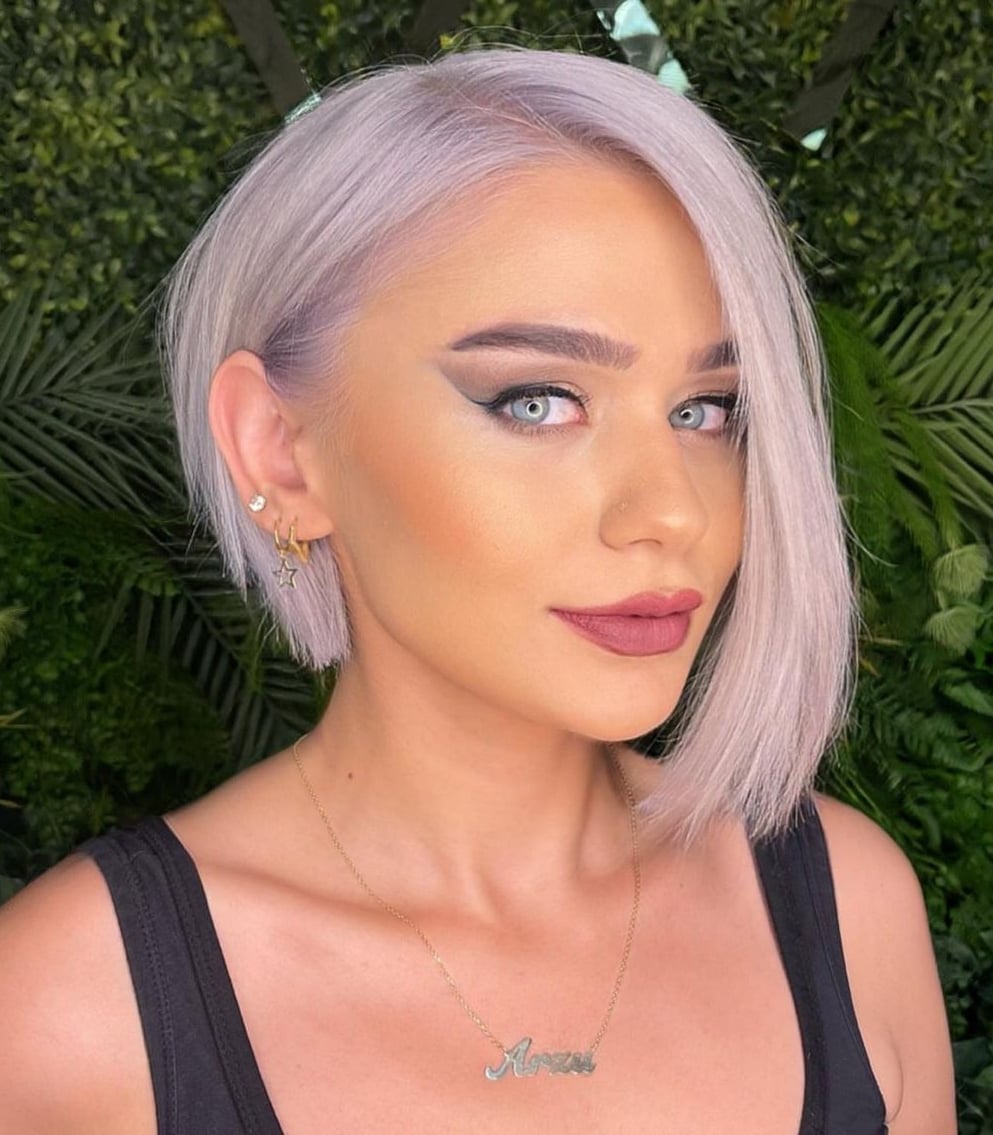 Asymmetrical Ash Blonde Bob Asymmetrical Ash Blonde Bob — Classy A-Line Bob