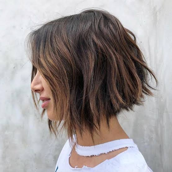 Collarbone Bob With Wispy Bangs Collarbone Bob With Wispy Bangs — Classy A-Line Bob
