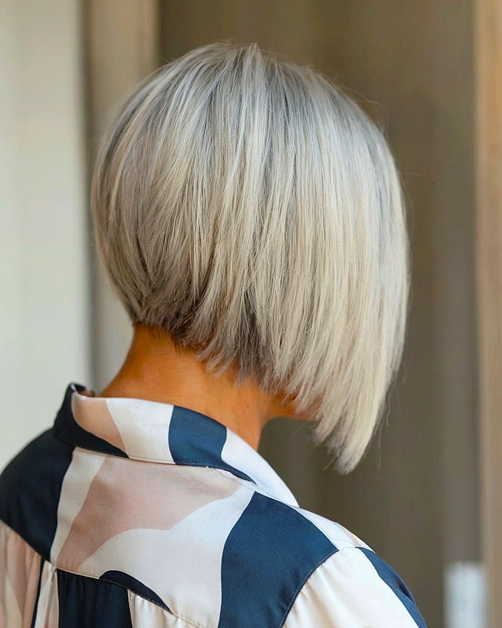 Ash Blonde A-Line Bob Back View Ash Blonde A-Line Bob Back View — Classy A-Line Bob