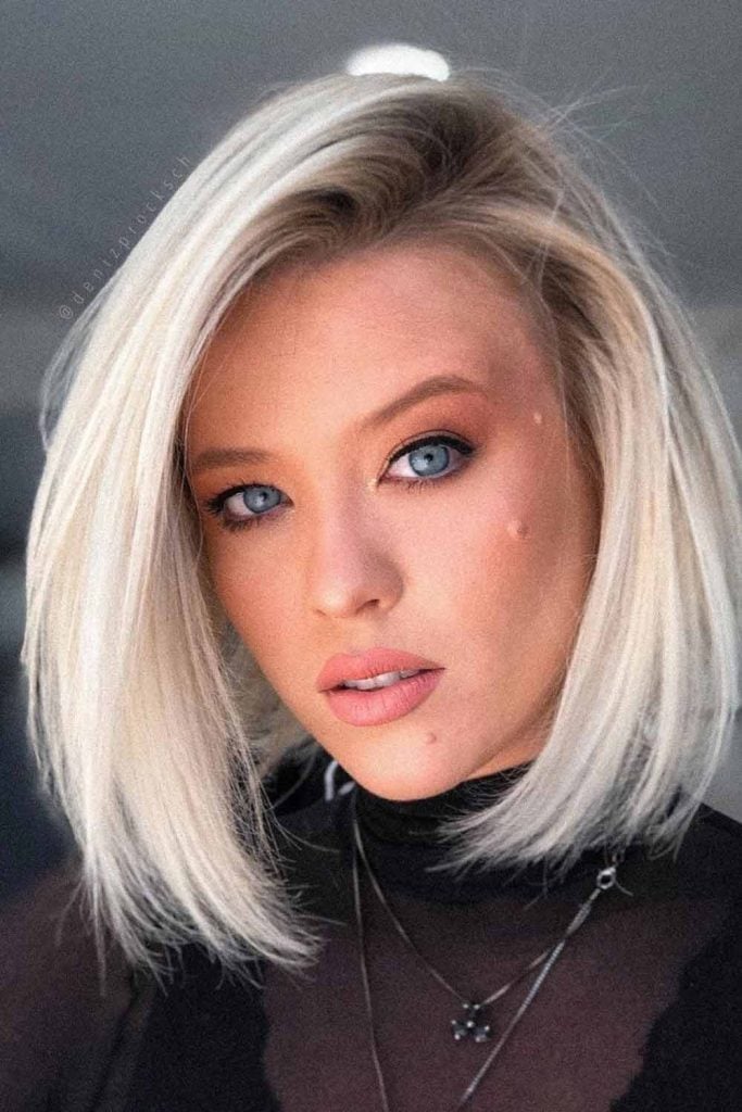 Platinum Blonde Sleek Bob Platinum Blonde Sleek Bob — Classy A-Line Bob