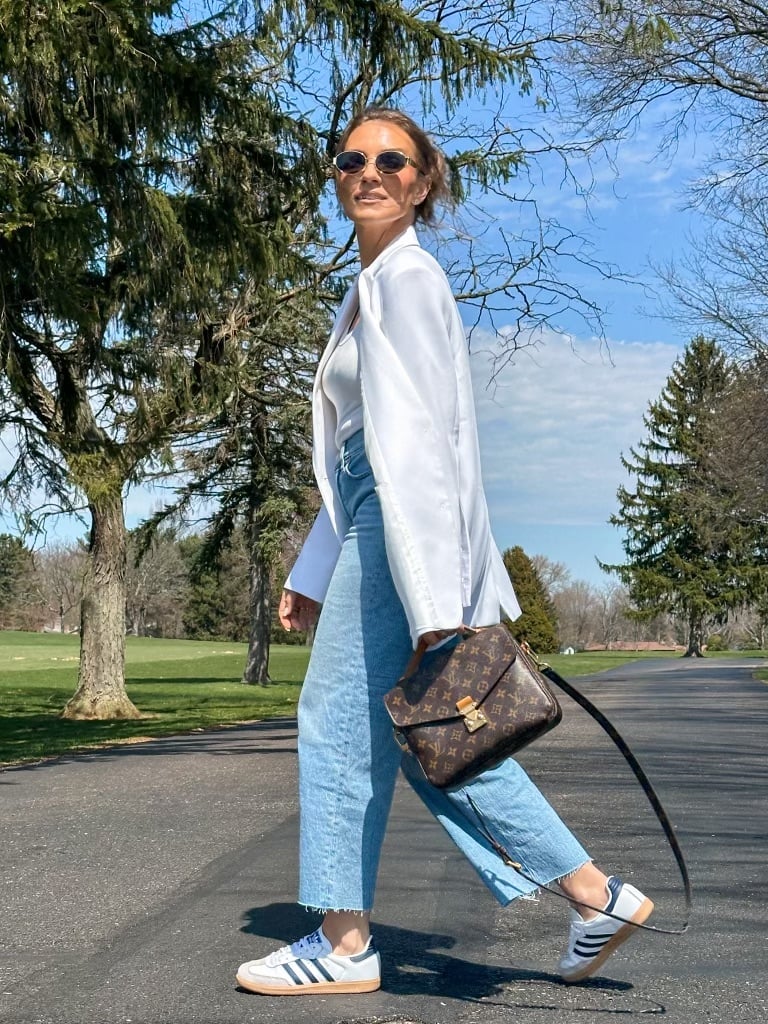 White Oversized Blazer White Tank and White Blue Adidas Sambas White Oversized Blazer White Tank and White Blue Adidas Sambas — Classy Adidas Samba Outfits
