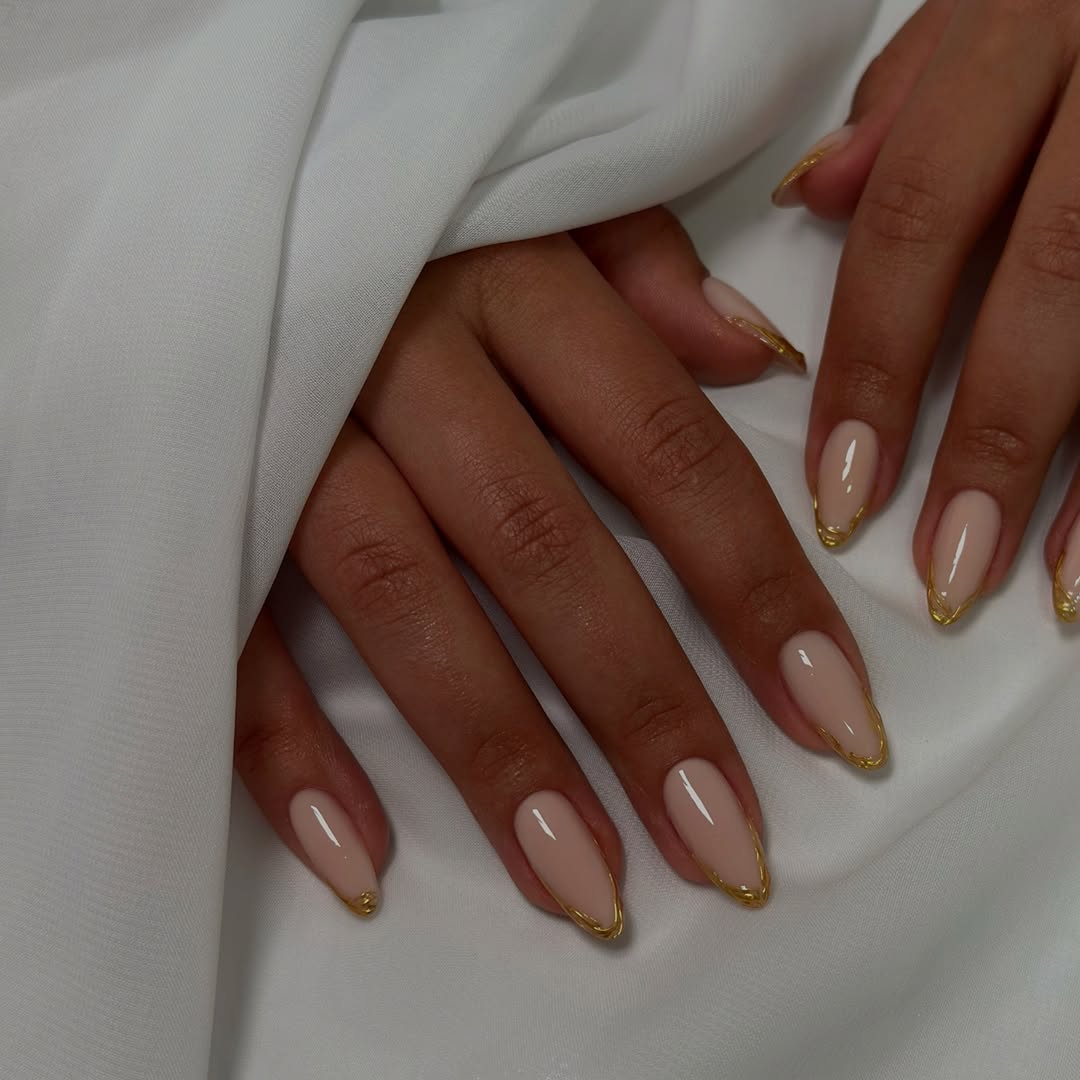 Nude White Line French Almond Nails Nude White Line French Almond Nails — Classy Almond French Tip Nails