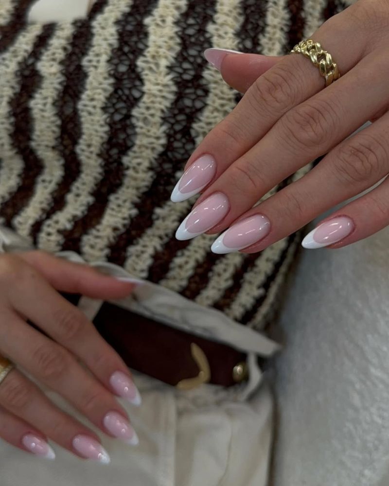 Sheer Nude Precise French Almond Nails Sheer Nude Precise French Almond Nails — Classy Almond French Tip Nails