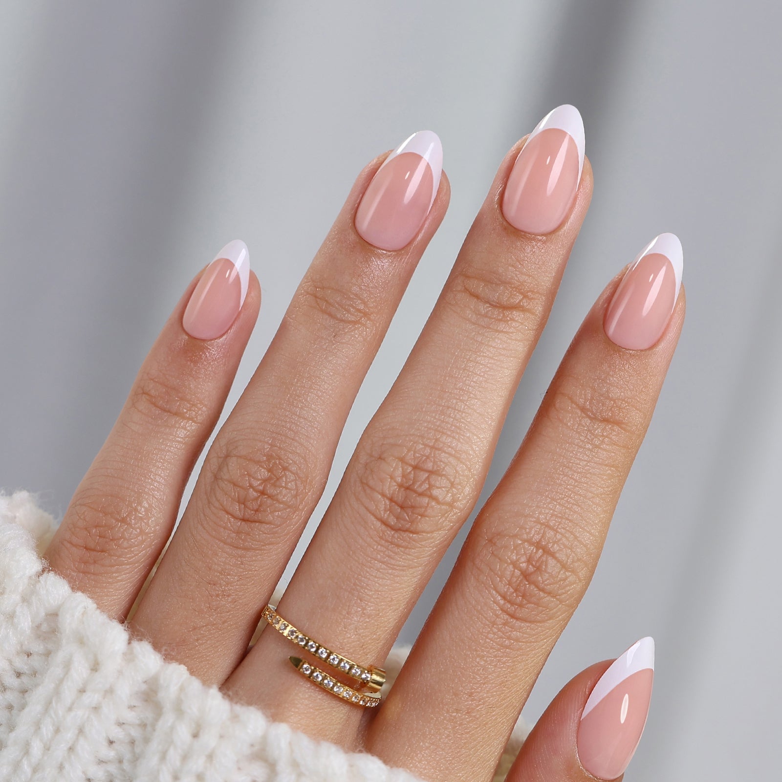 Pink Nude Polka Dot French Short Almond Pink Nude Polka Dot French Short Almond — Classy Almond French Tip Nails