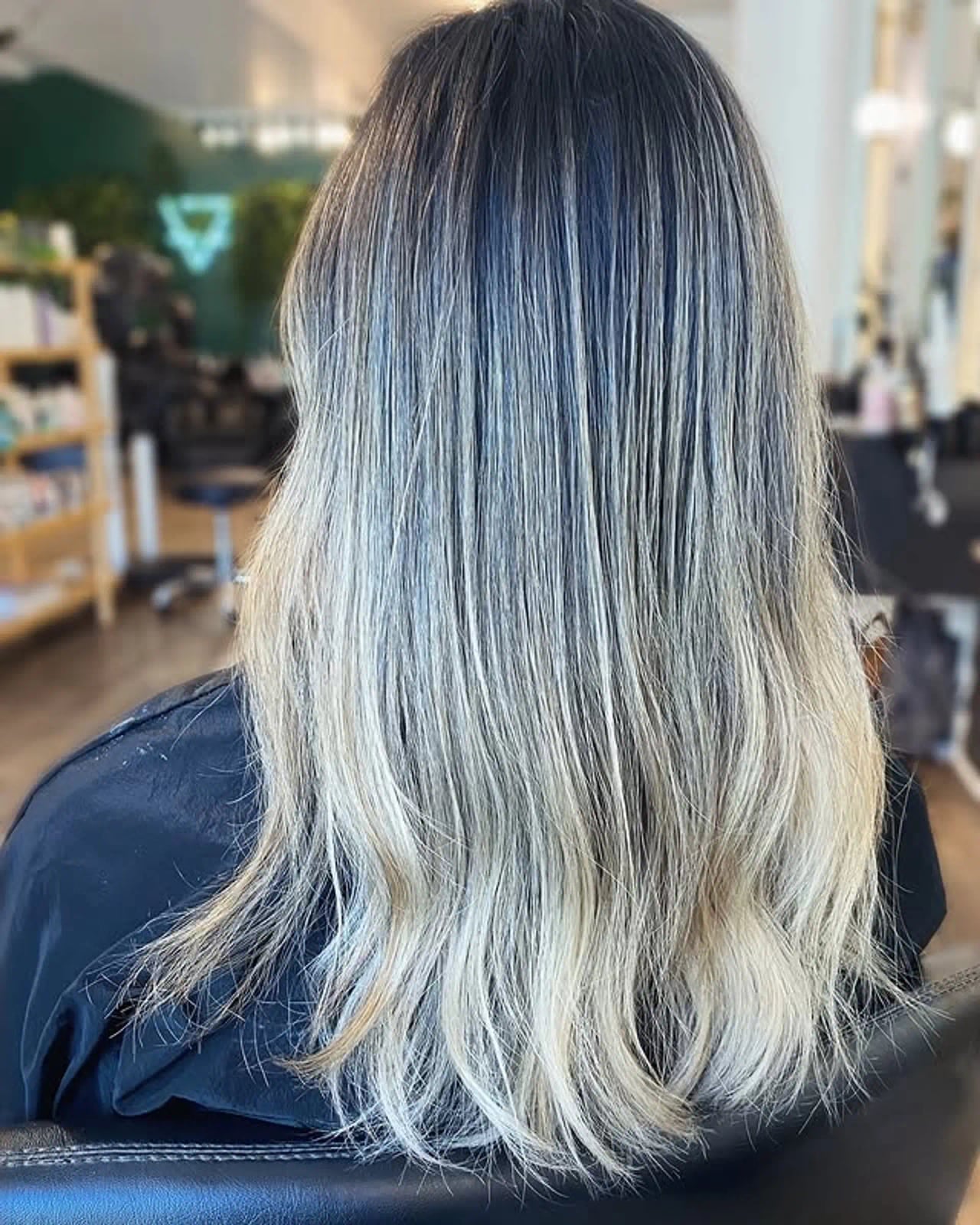 Mid-Back Ash Blonde Balayage With Dark Roots Mid-Back Ash Blonde Balayage With Dark Roots — Classy Ash Blonde