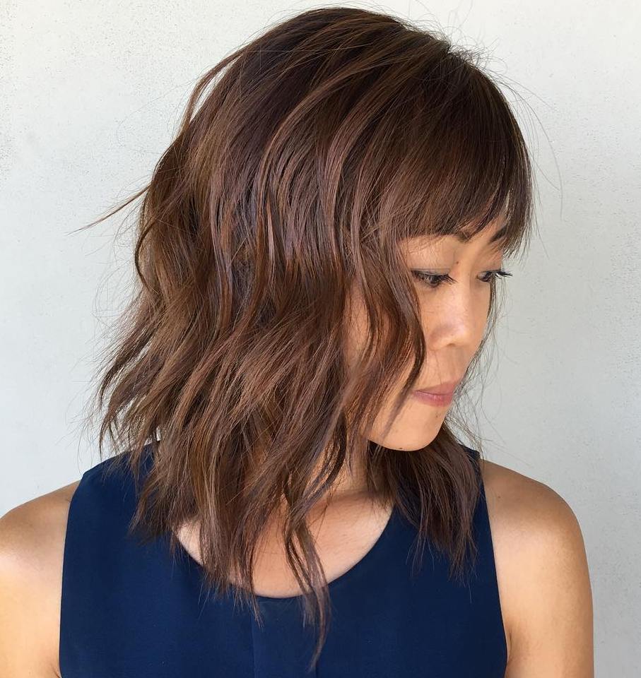 Shoulder-Length Waves With Side Part And Swept Bangs — Classy Asian Hairstyles