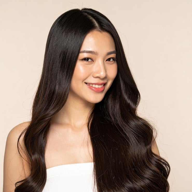 Glossy Mid-Back Waves With Smooth Blowout — Classy Asian Hairstyles