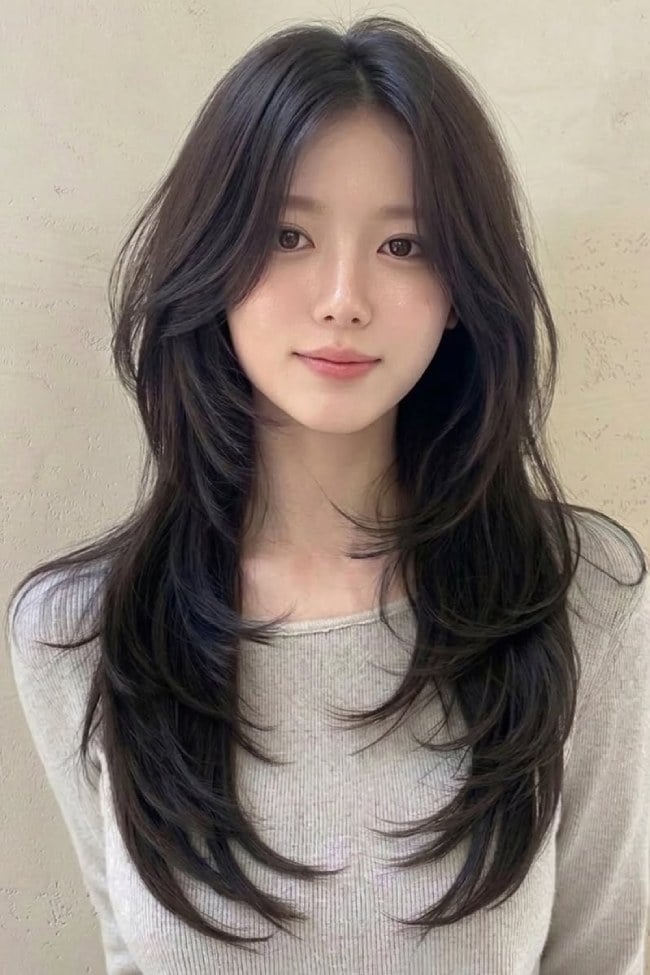 Mid-Back Butterfly Layers With Face-Framing Bangs — Classy Asian Hairstyles
