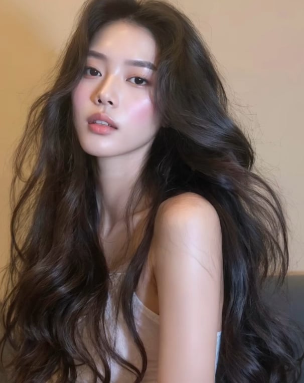 Voluminous Mid-Back Waves With Subtle Highlights — Classy Asian Hairstyles