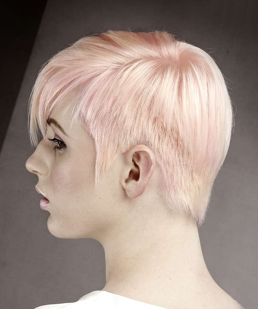 Airy Blonde Pixie With Side-Swept Bangs Airy Blonde Pixie With Side-Swept Bangs — Classy Asymmetrical Pixie